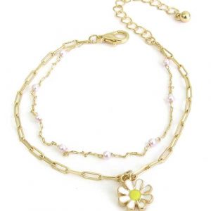 Double Layer Flower Chain Bracelet